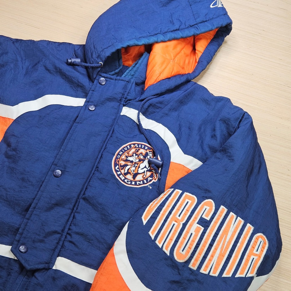 Vintage UVA Cavaliers Puffer Jacket Mens L University of Virginia Logo Athletic